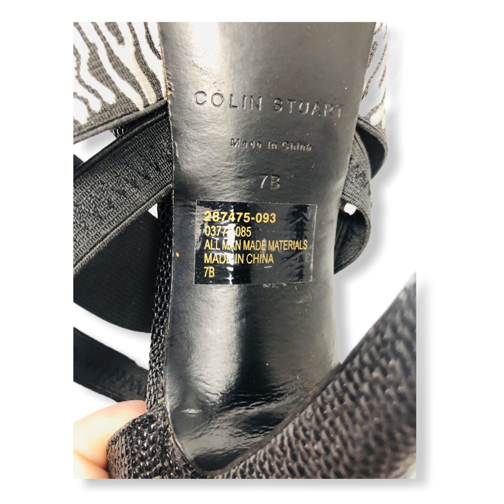 Black Colin Stuart Open Toe Strappy Platforms 7b - image 8